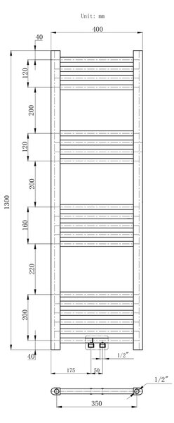 Gamma Erga Simple, calorifer 1300x400 mm, 441 W, alb, ERG-LAV-SIMP-13040-WH