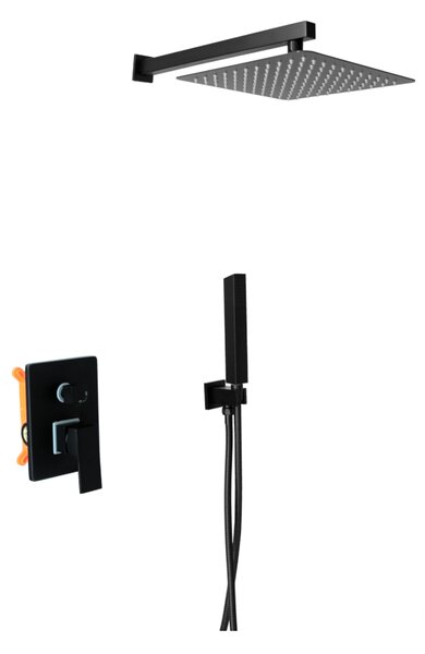 Gamma ZN6, set de duș ascuns cu duș cu ploaie și duș manual, negru mat, GMA-ZN6-BK