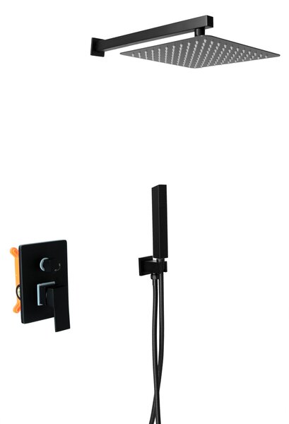 Gamma ZN6, set de duș ascuns cu duș cu ploaie și duș manual, negru mat, GMA-ZN6-BK