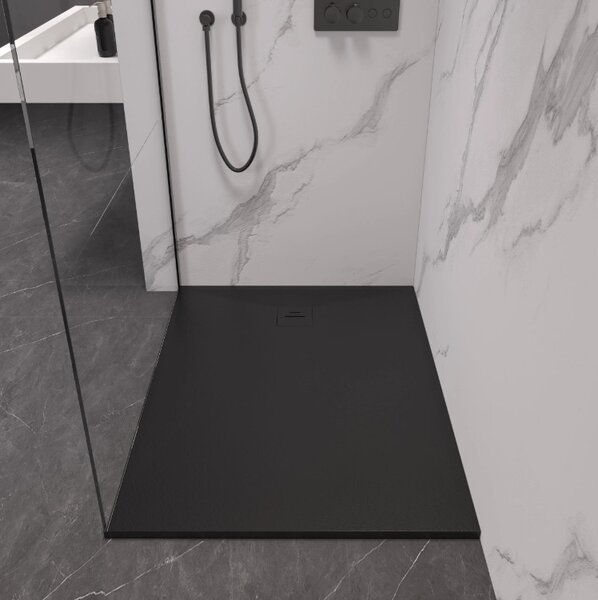 Erga Hyper, cadă de duș SMC 130x70x2,6 cm + sifon, negru mat, ERG-V06-SMC-7013S-BK