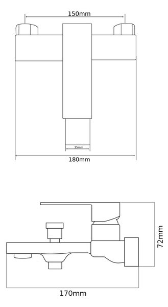 Gamma Cube, robinet pentru cada montat pe perete, crom, GMA-BCEW-CH