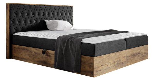 Pat boxspring Navis IIBoxspring, Dublu, Negru, 180x200, Tapiterie, Somiera patSomiera pat, 19x21x10cm