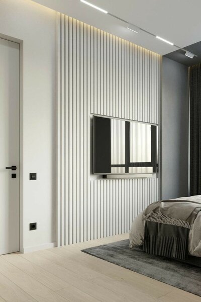 Panoul decorativ din PVC alb cu dimensiune 270x16 cm