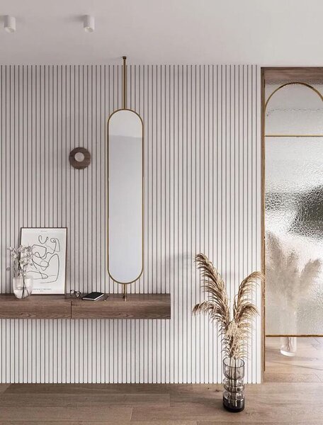 Panoul decorativ din PVC alb cu dimensiune 270x16 cm