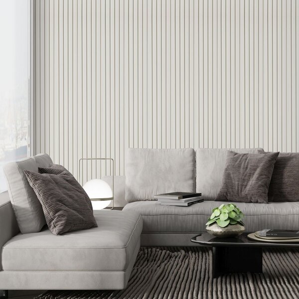 Panoul decorativ din PVC alb cu dimensiuni 15х1х270 cm