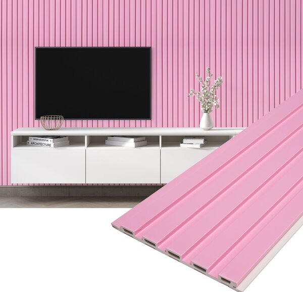 Panoul decorativ din PVC roz cu dimensiuni 15х1х260 cm