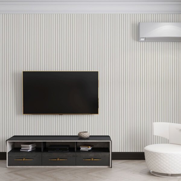 Panoul decorativ din PVC alb cu dimensiuni 15х1х270 cm