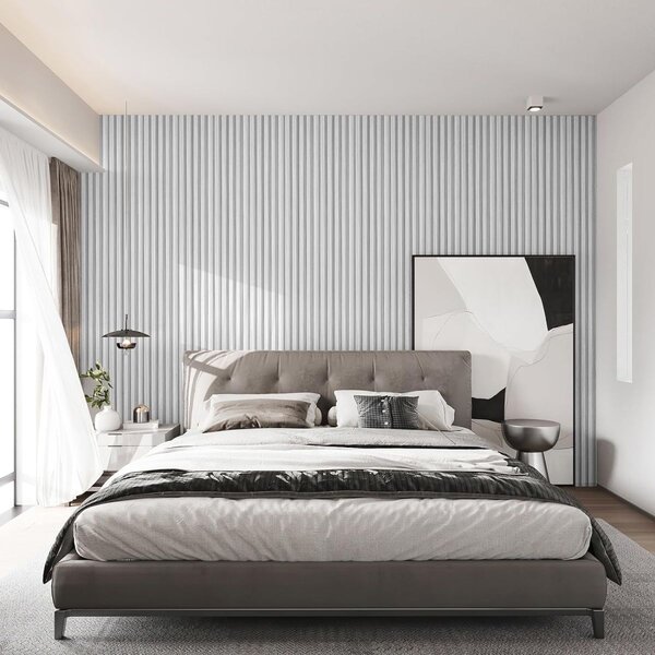 Panoul decorativ din PVC alb cu dimensiuni 15х1х270 cm
