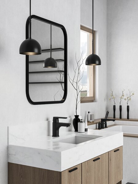 Kuchinox Dima, baterie lavoar cu dop de scurgere ClickClack h-132, negru mat, LAV-BQD_722D