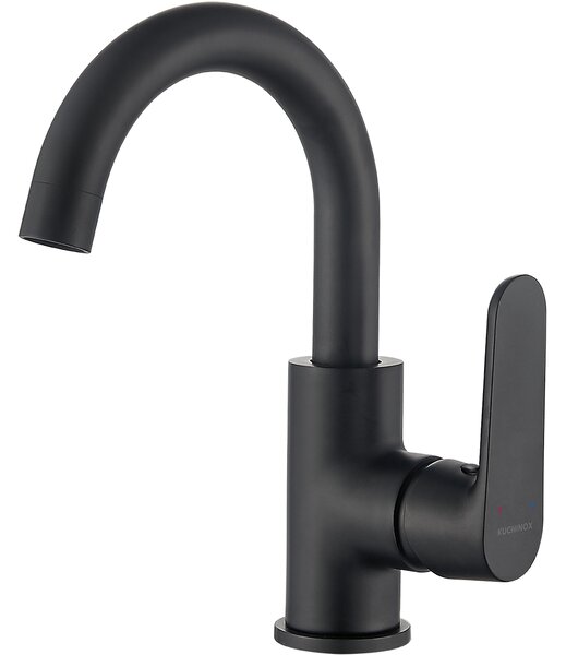 Kuchinox Dima, baterie pentru lavoar cu pipa pivotanta in forma de U, negru mat, LAV-BQD_728D
