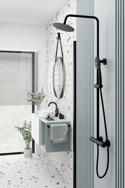 Kuchinox Dima, baterie pentru lavoar cu pipa pivotanta in forma de U, negru mat, LAV-BQD_728D