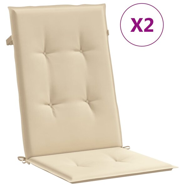 Perne scaun spătar înalt, 2 buc., bej, 120x50x3 cm, textil