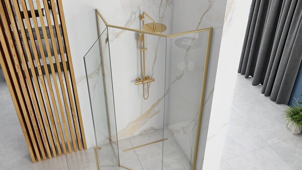 Rea Diamond, cabină de duș cu 5 unghiuri 90x90, sticlă transparentă de 6 mm, profil auriu mat, REA-K6506