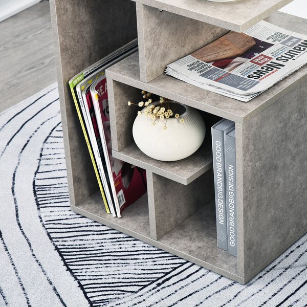 HOMCOM Bibliotecă Modernă pe 3 Niveluri din Lemn cu Efect Ciment, Dimensiuni 45x40x55cm, Gri Elegant | Aosom Romania
