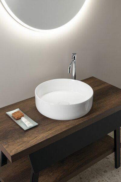 Sapho Sapho, chiuveta de blat ceramica FIASTRA, diametru 40cm, alb, FT801