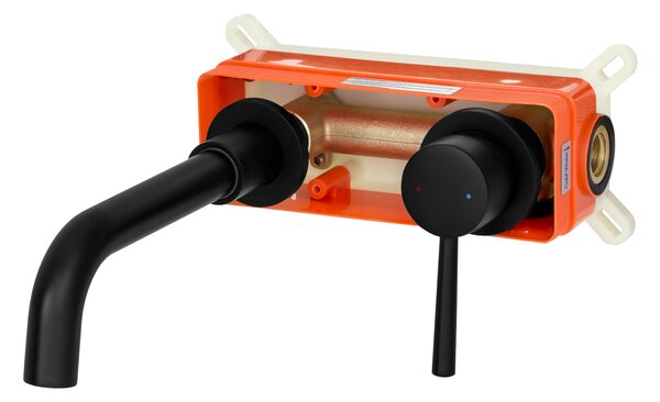 Gamma Roy, baterie de lavoar ascuns cu sistem de instalare BOX, negru mat, GMA-BRYUPT-BK