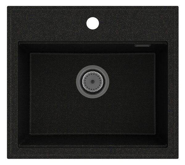 Gamma Modern 5055, chiuvetă din granit cu 1 compartiment 560x500x210 mm, negru cu puncte aurii, GMA-ZM-55-GD