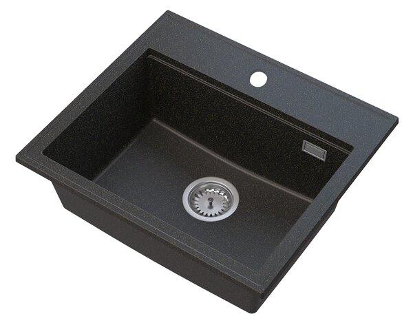 Gamma Modern 5055, chiuvetă din granit cu 1 compartiment 560x500x210 mm, negru cu puncte aurii, GMA-ZM-55-GD