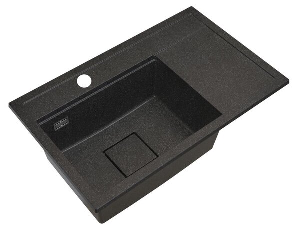 Gamma Quadro 8151, chiuvetă din granit cu 1 compartiment 800x500x220 mm, negru cu pete, GMA-ZLE000185