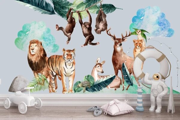 Autocolant de perete animale de la grădina zoologică 80 x 160 cm