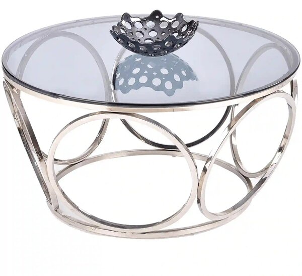 Masuta cafea VENUS argintiu/transparent, sticla/otel, 80x44 cm