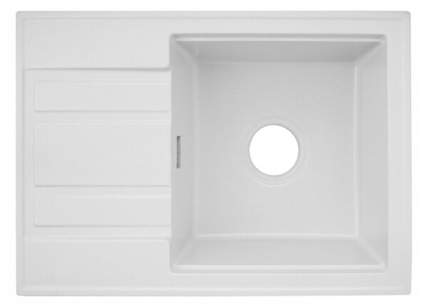 Gamma Modern 6040, chiuvetă din granit cu 1 vas 580x420x185 mm cu scurgere scurtă, alb, GMA-ZM-6040-WH