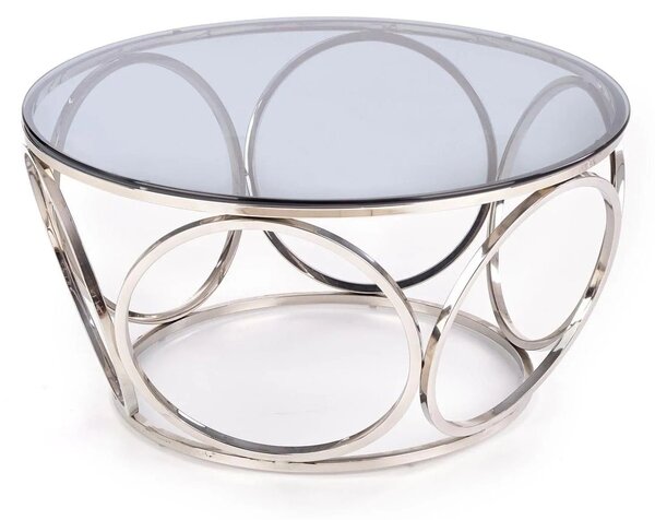Masuta cafea VENUS argintiu/transparent, sticla/otel, 80x44 cm