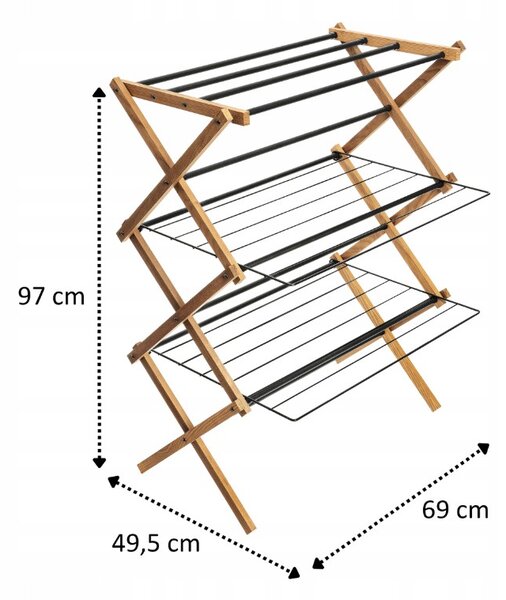 Erga Aurora Plus, uscător de rufe 69x49,5x97 cm, în picioare, maro-negru, ERG-SEP-1265SUAURPLUD