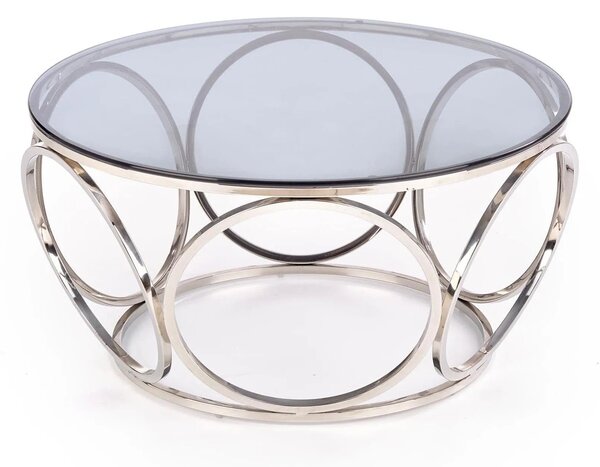 Masuta cafea VENUS argintiu/transparent, sticla/otel, 80x44 cm