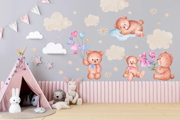 Autocolant de perete pentru copii țara ursuleților 80 x 160 cm
