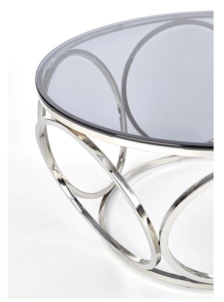 Masuta cafea VENUS argintiu/transparent, sticla/otel, 80x44 cm