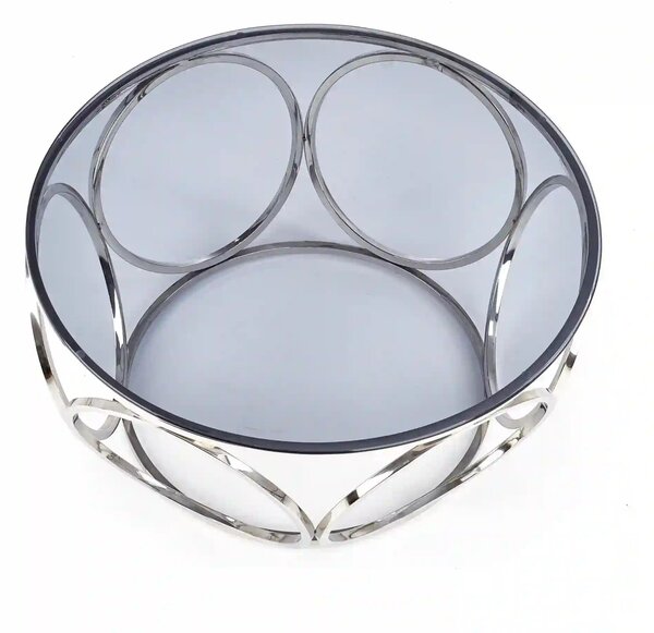 Masuta cafea VENUS argintiu/transparent, sticla/otel, 80x44 cm