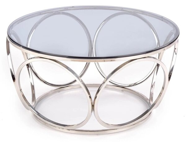 Masuta cafea VENUS argintiu/transparent, sticla/otel, 80x44 cm