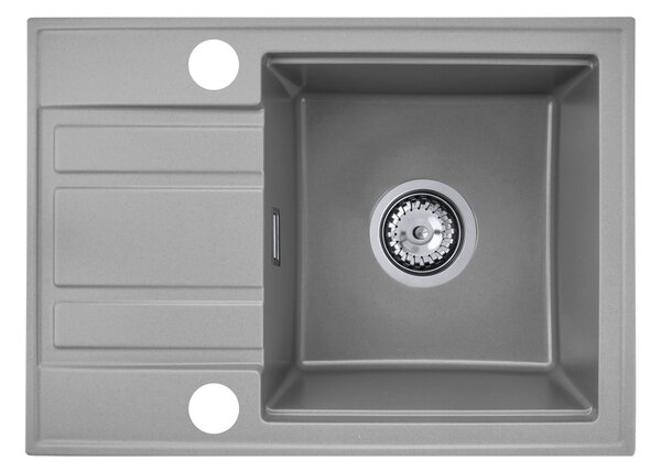 Gamma Modern 6040, chiuvetă din granit cu 1 vas 580x420x185 mm cu scurgere scurtă, gri, GMA-ZM-6040-G