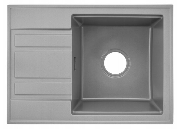 Gamma Modern 6040, chiuvetă din granit cu 1 vas 580x420x185 mm cu scurgere scurtă, gri, GMA-ZM-6040-G