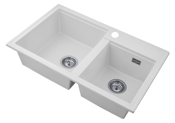 Gamma Modern 8020, chiuvetă din granit cu 2 compartimente 795x495x210 mm, alb, GMA-ZLE000032