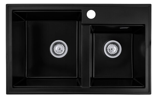 Gamma Modern 8020, chiuvetă din granit cu 2 compartimente 795x495x210 mm, negru, GMA-ZLE000026
