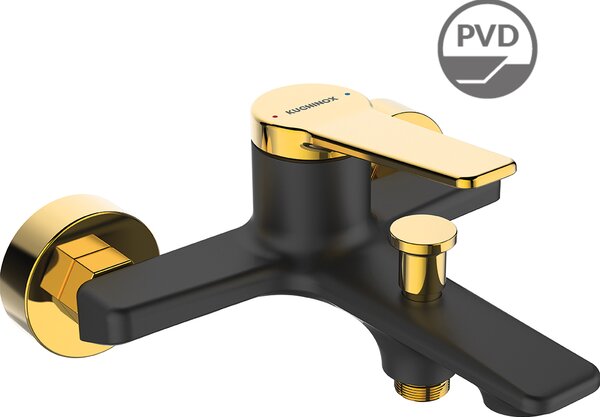 Kuchinox Alanis, baterie pentru cada de perete 150 mm, negru-auriu lucios, LAV-BQI_710G
