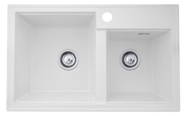 Gamma Modern 8020, chiuvetă din granit cu 2 compartimente 795x495x210 mm, alb, GMA-ZLE000032