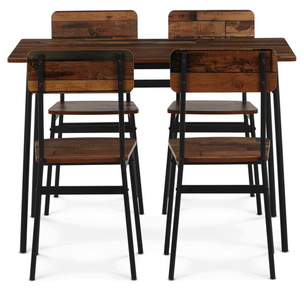 Set dining MDF old wood pentru 4 persoane 110x70x76 cm – AUT-O2155 OLW2