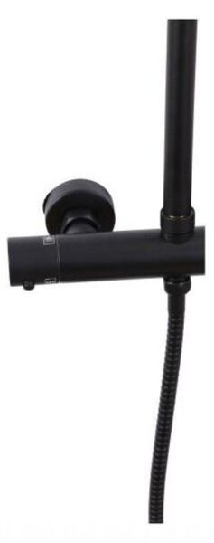 Erga Sami, set de duș cu baterie termostatică, duș deasupra capului și de mână, negru mat, ERG-YKA-BP.SAMI-THERM-30-BLK