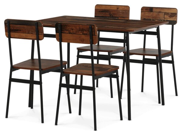 Set dining MDF old wood pentru 4 persoane 110x70x76 cm – AUT-O2155 OLW2