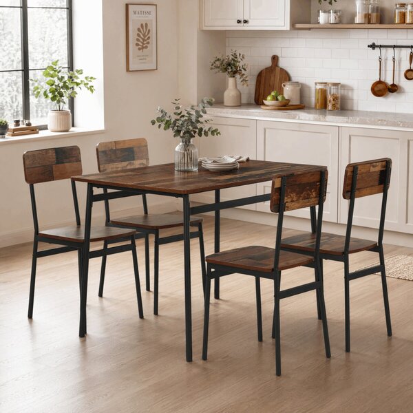 Set dining MDF old wood pentru 4 persoane 110x70x76 cm – AUT-O2155 OLW2