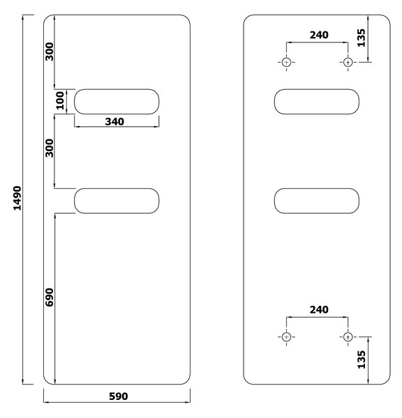 Sapho Sapho, radiator TABELLA OPEN 590x1490 mm, alb mat, MI1459