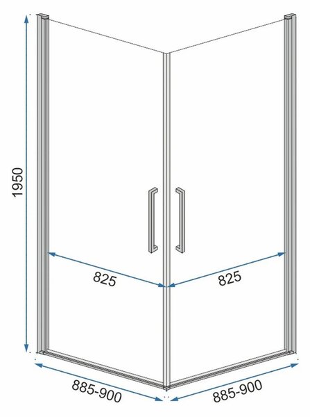 Rea Abra Matte, cabină de duș cu 2 aripi 90 (uşă) x 90 (uşă) x 195 cm, sticlă transparentă de 6 mm, profil negru, REA-K5502