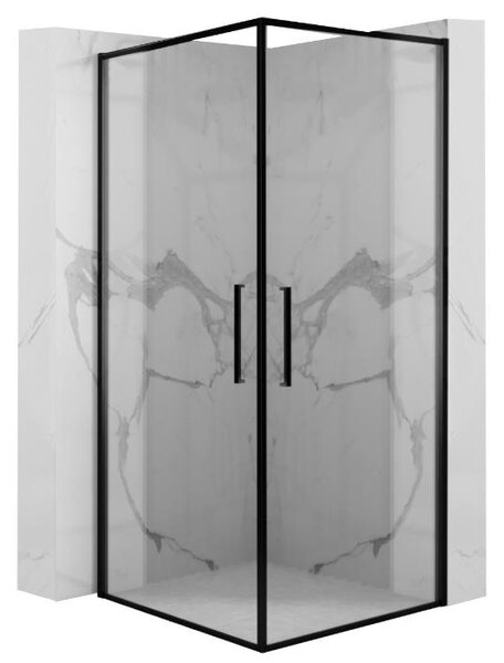 Rea Abra Matte, cabină de duș cu 2 aripi 90 (uşă) x 90 (uşă) x 195 cm, sticlă transparentă de 6 mm, profil negru, REA-K5502