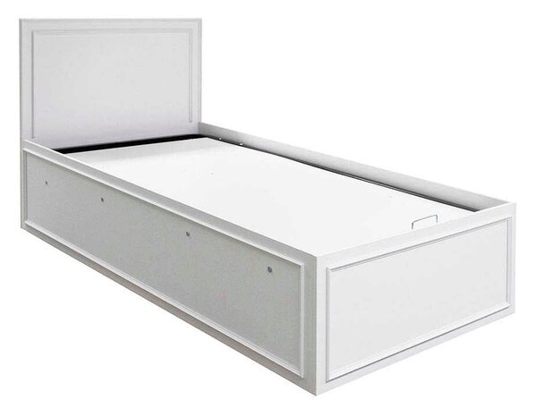 Pat de o persoana Adore Country cu loc de depozitare, Alb, 105x105x205 cm