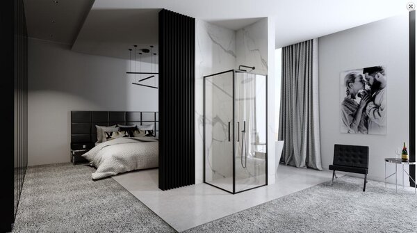 Rea Abra Matte, cabină de duș cu 2 aripi 90 (uşă) x 90 (uşă) x 195 cm, sticlă transparentă de 6 mm, profil negru, REA-K5502