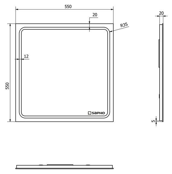 Sapho Sapho, oglinda GEMINI cu iluminare LED 55x55cm, GM055