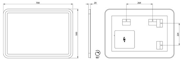 Sapho Sapho, oglinda NYX cu iluminare LED 50x70cm, NY050